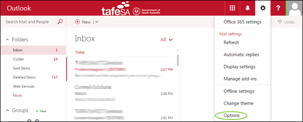 O365 Email Forwarding Step 1