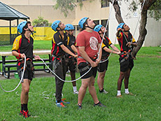 Challenge Ropes at Regency Campus Students holding a rope