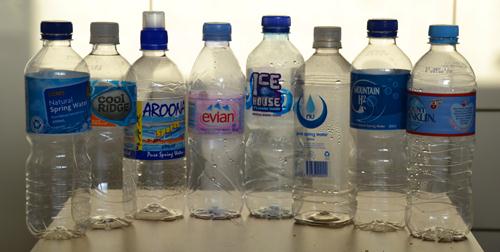 Water bottles from different companies