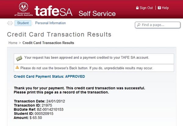 Credit Card Transaction Results