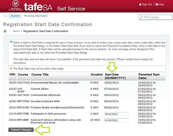 Registration Start Date Confirmation