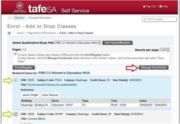 Manage Enrolments