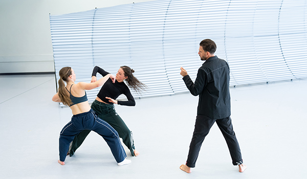 Daniel Riley and third-year dance students at AC Arts