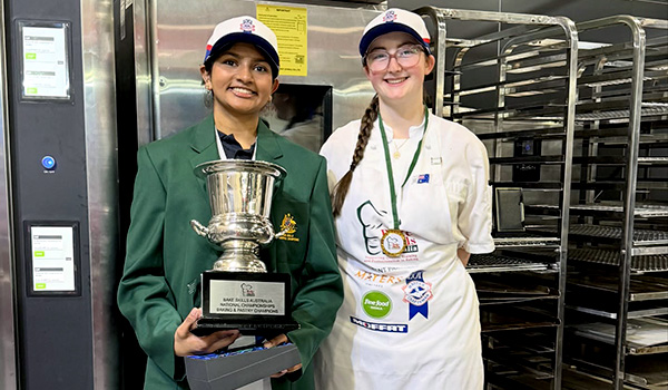 Baking apprentice Lauren Govender (left) has won the Bake Skills 2025 award.