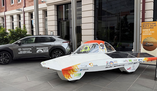 SASVA solar car with wrap designed by Jake Newland
