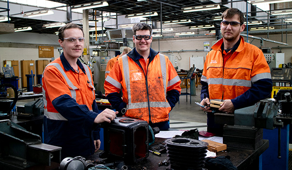Apprentices Luke Clarke (left), Connor Sawyer and Timothy Ostreich