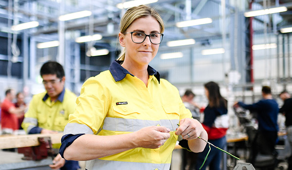 female carpentry student