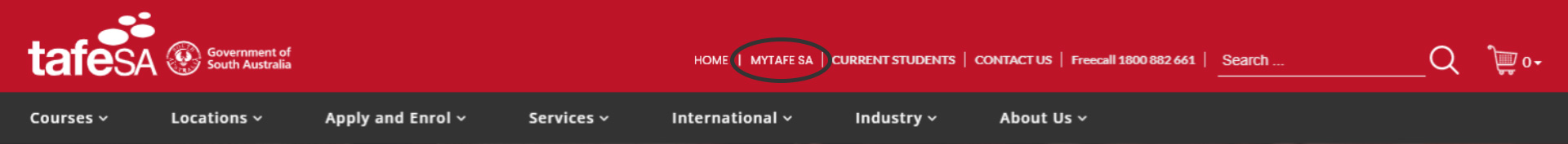 MyTAFE SA link in TAFE SA banner